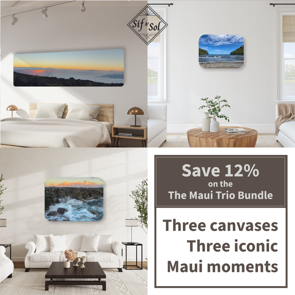 The Maui Trio — Sunrise, Midday, Sunset | 3-Piece Canvas Print Bundle