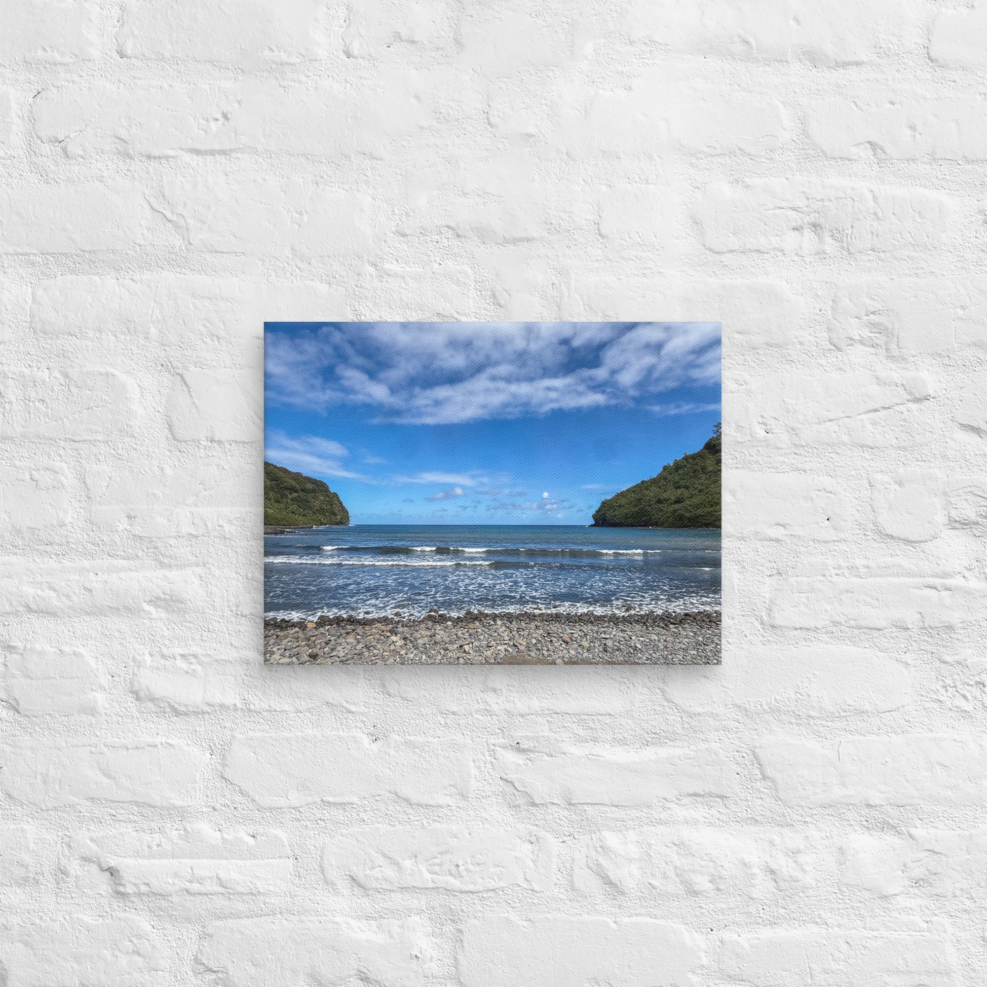 Honomanū Bay canvas print — Maui black sand beach on the Road to Hana, Hawaii coastal wall art