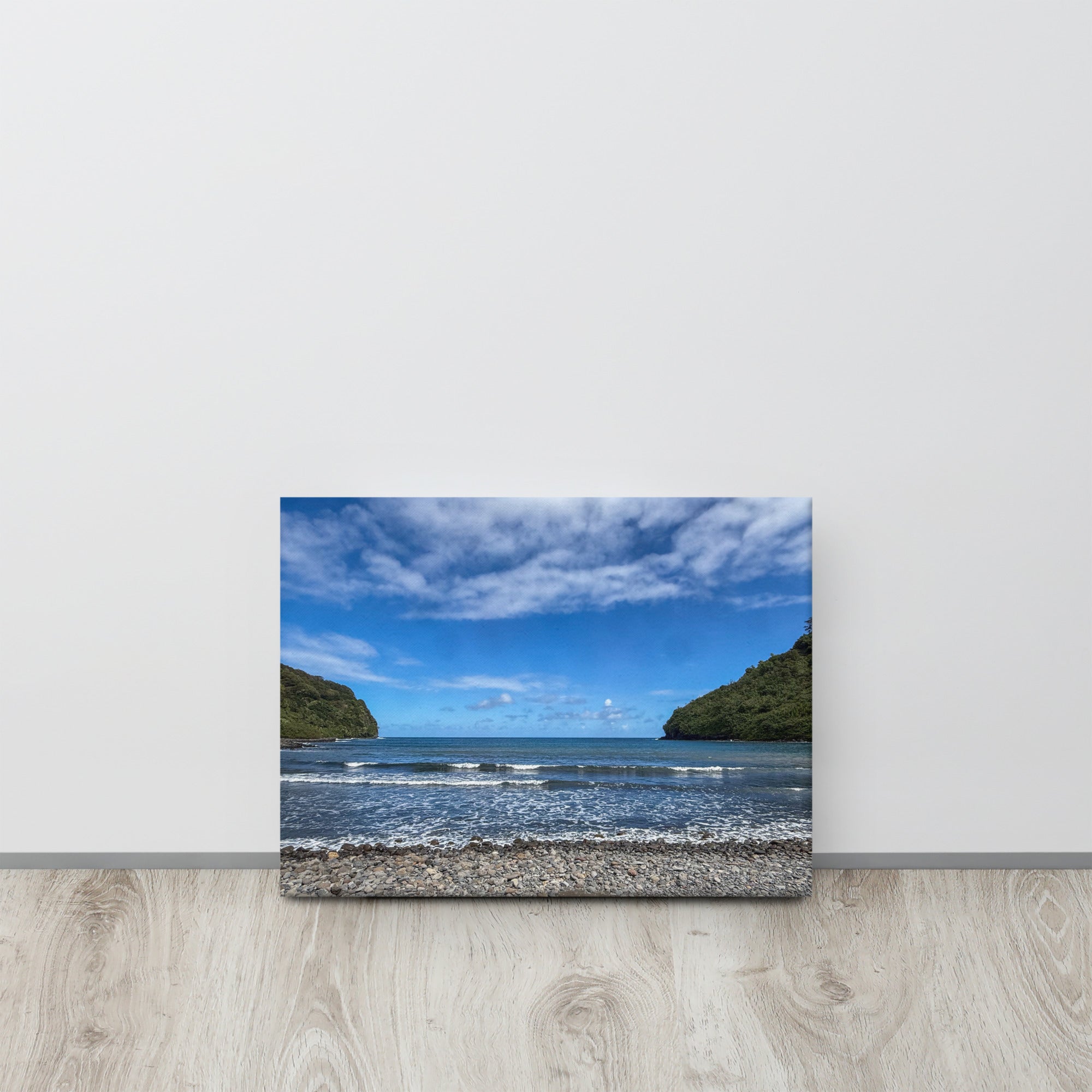 Honomanū Bay canvas print — Maui black sand beach on the Road to Hana, Hawaii coastal wall art