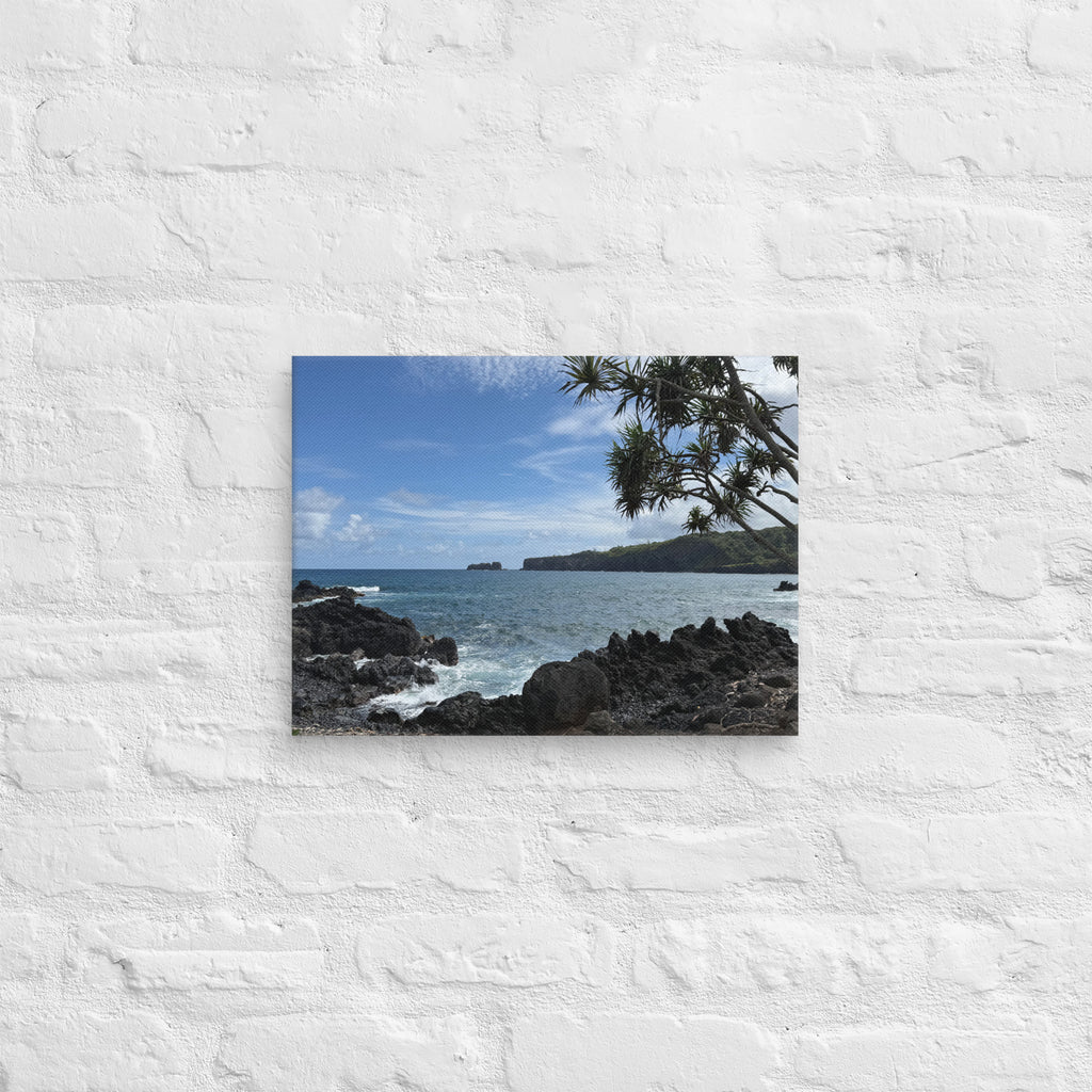 Dragon's Teeth Trail canvas print — Makaluapuna Point lava coastline on Maui's Kapalua coast, Hawaii coastal wall art
