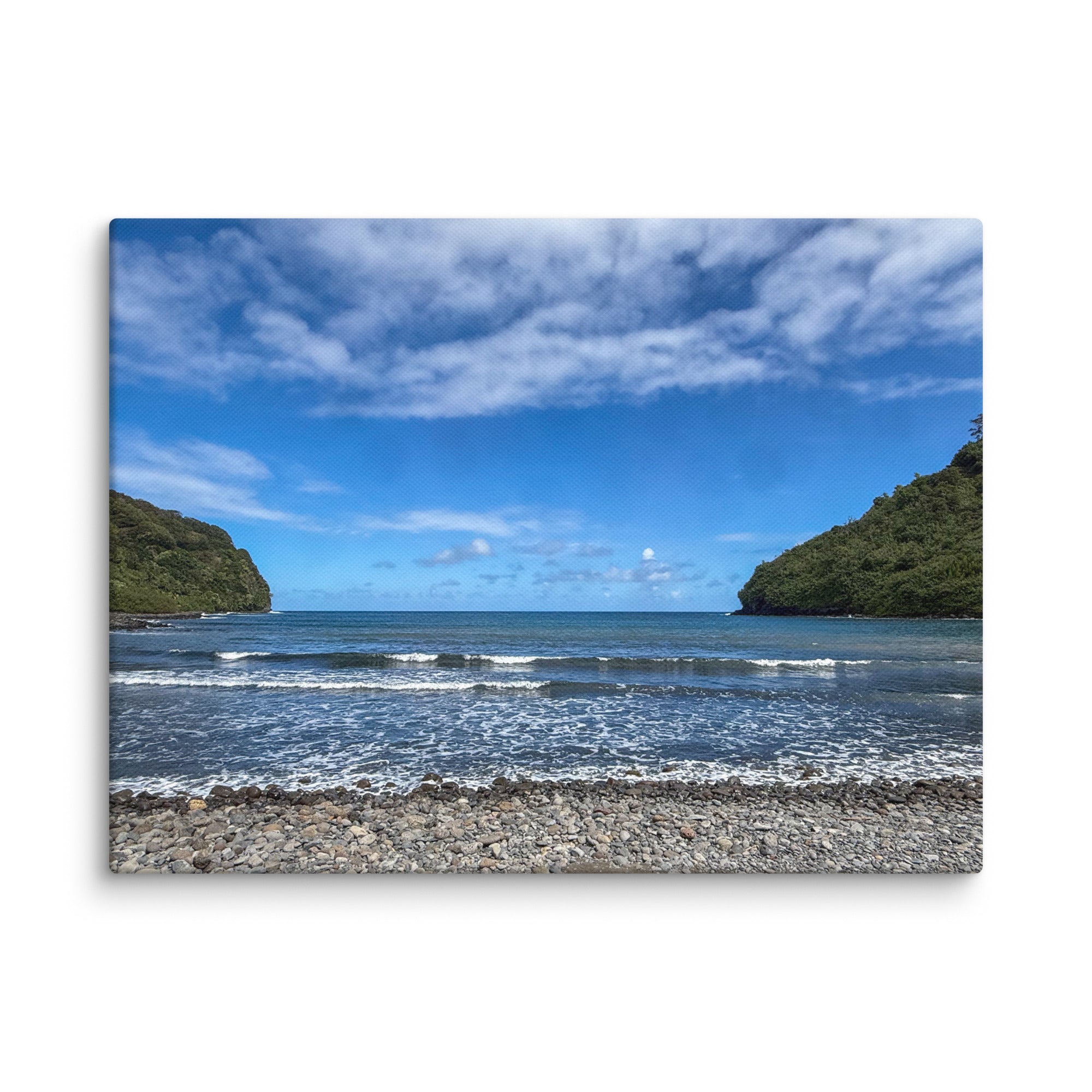 Honomanū Bay canvas print — Maui black sand beach on the Road to Hana, Hawaii coastal wall art