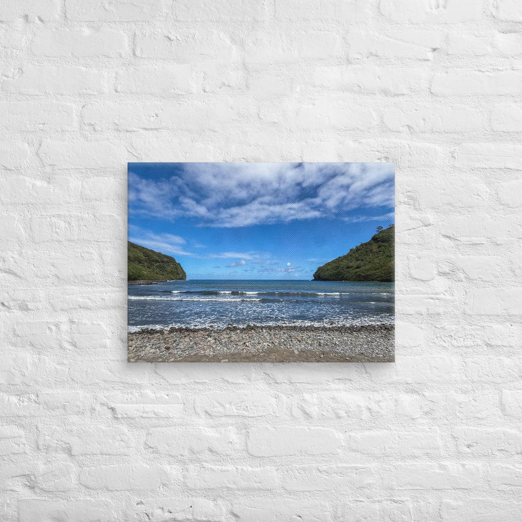 Honomanū Bay canvas print — Maui black sand beach on the Road to Hana, Hawaii coastal wall art