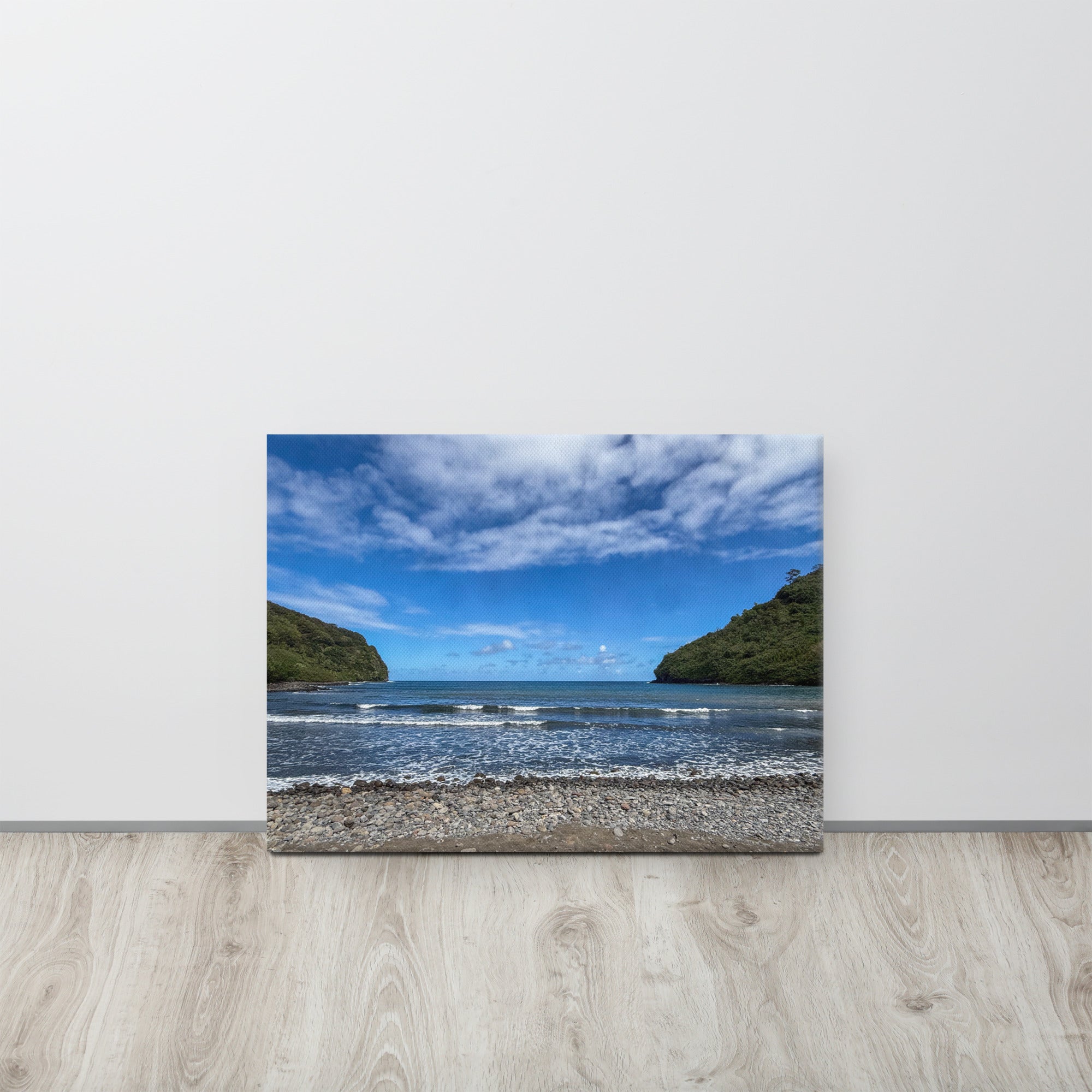 Honomanū Bay canvas print — Maui black sand beach on the Road to Hana, Hawaii coastal wall art
