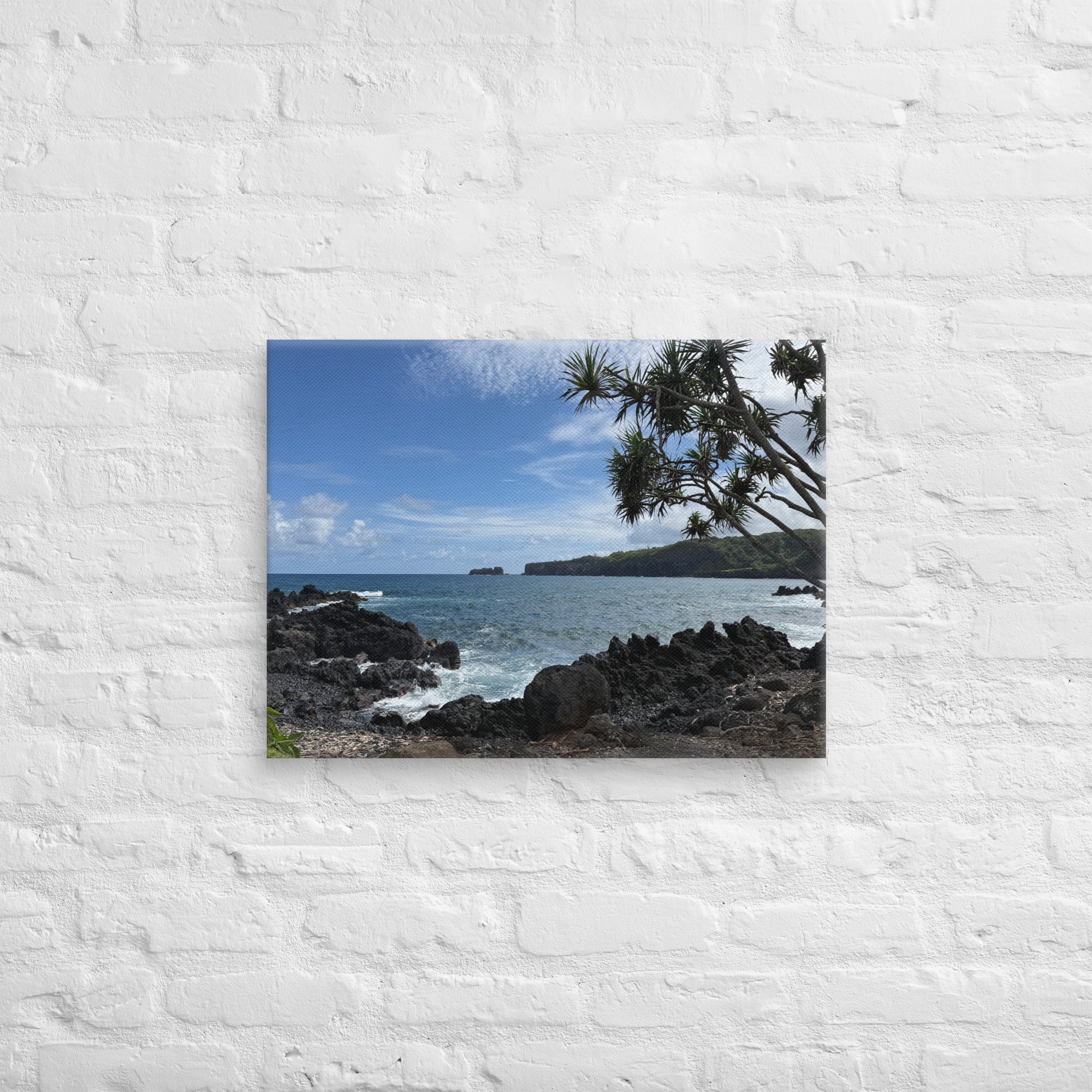 Dragon's Teeth Trail canvas print — Makaluapuna Point lava coastline on Maui's Kapalua coast, Hawaii coastal wall art