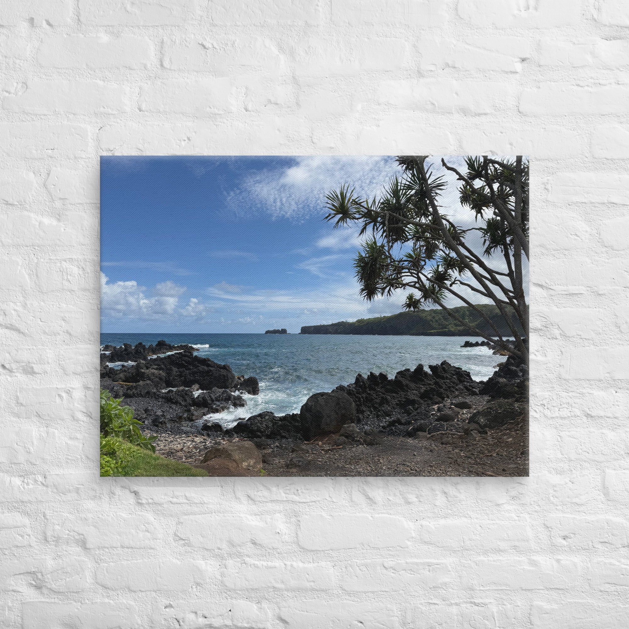Dragon's Teeth Trail canvas print — Makaluapuna Point lava coastline on Maui's Kapalua coast, Hawaii coastal wall art