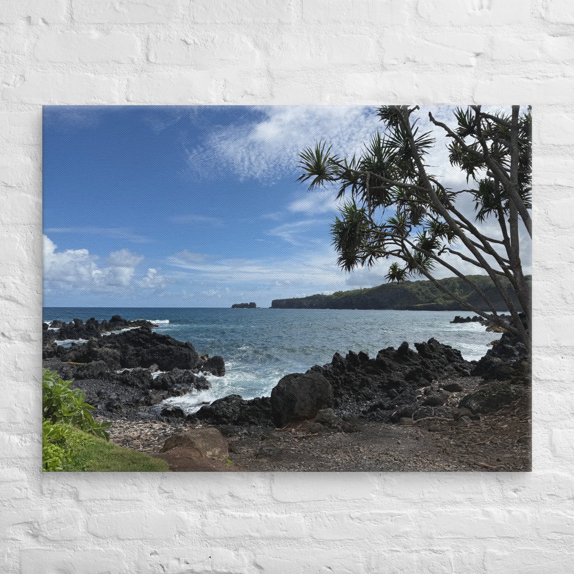 Dragon's Teeth Trail canvas print — Makaluapuna Point lava coastline on Maui's Kapalua coast, Hawaii coastal wall art
