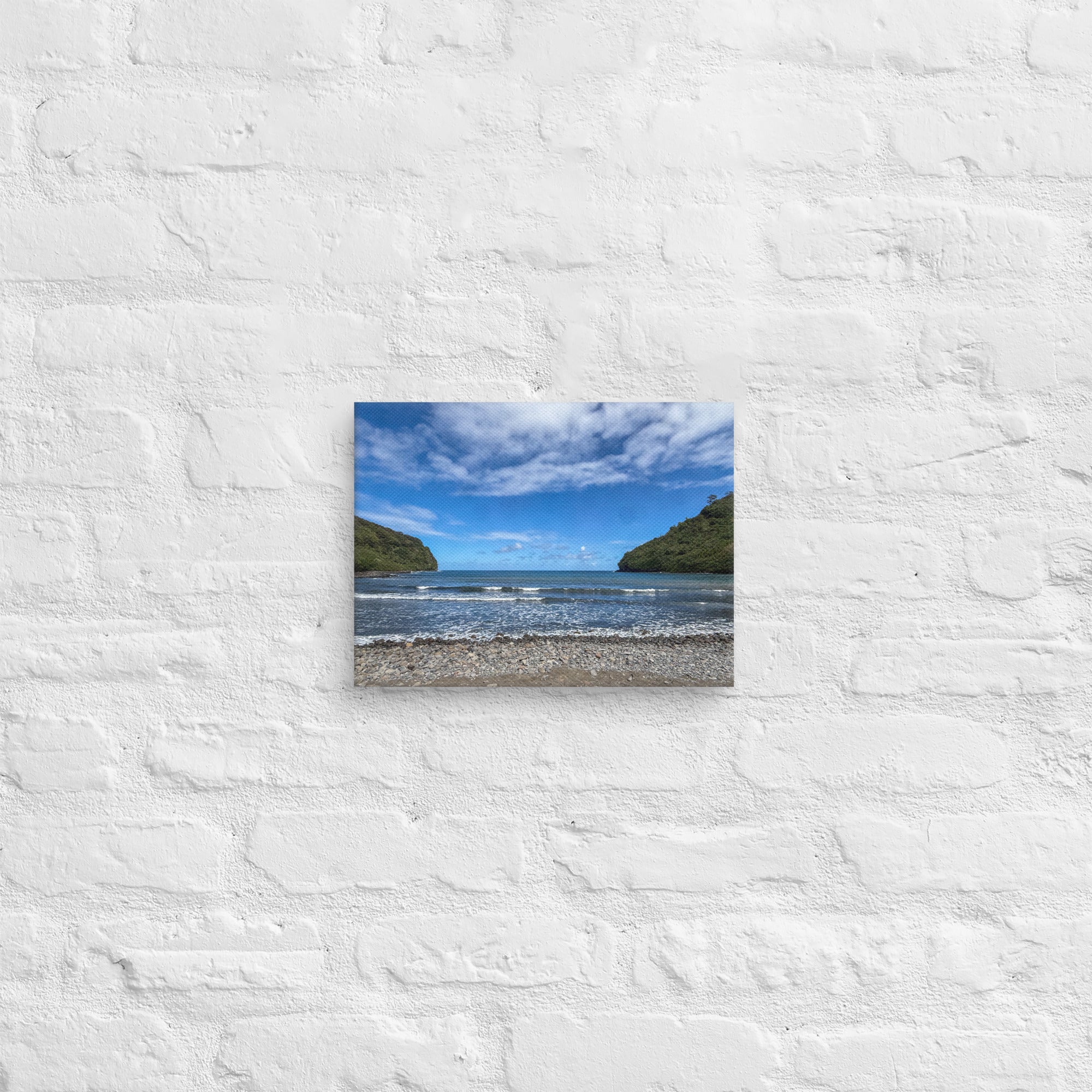 Honomanū Bay canvas print — Maui black sand beach on the Road to Hana, Hawaii coastal wall art