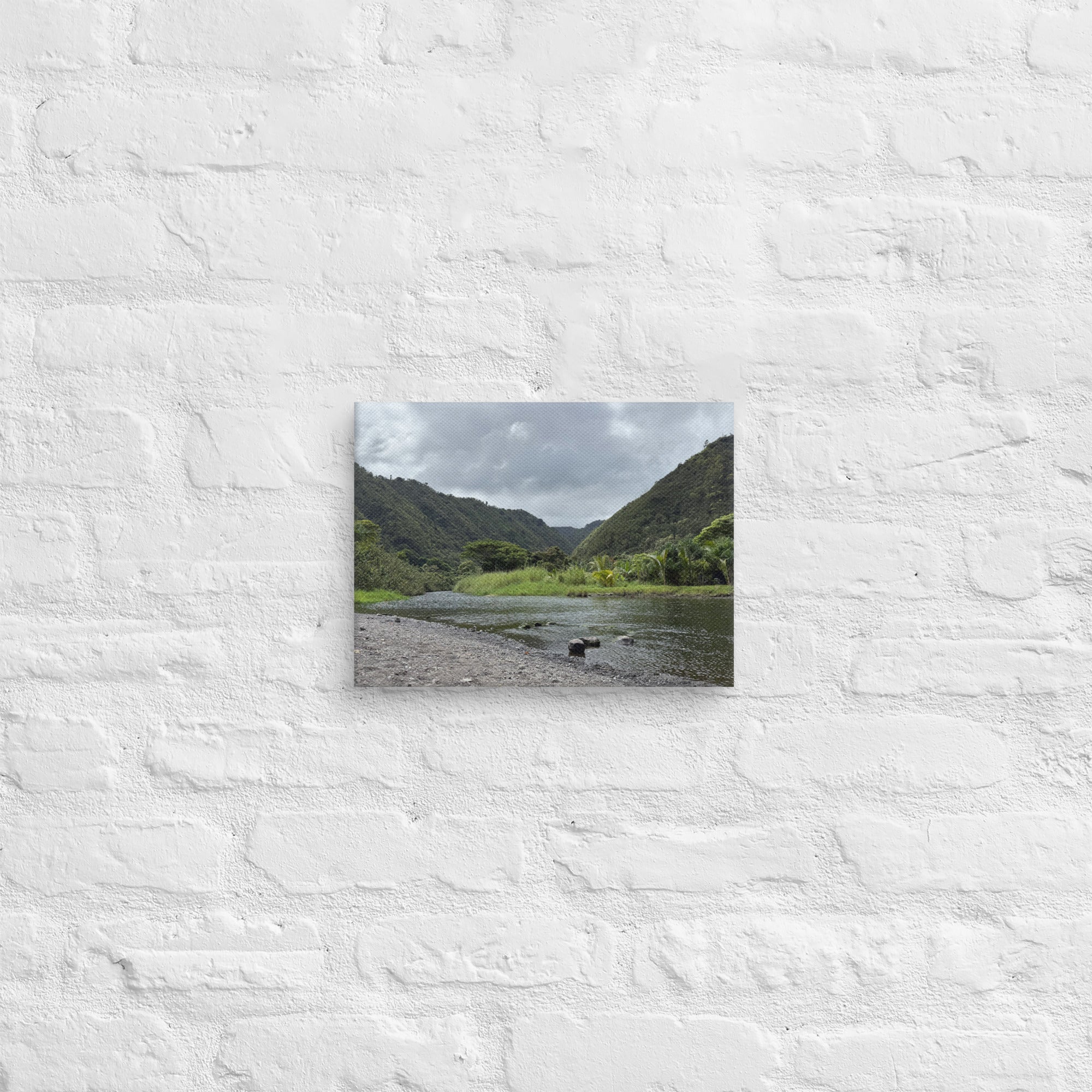 Honomanū Valley canvas print — Maui jungle stream meeting the sea on the Road to Hana, Hawaii landscape wall art
