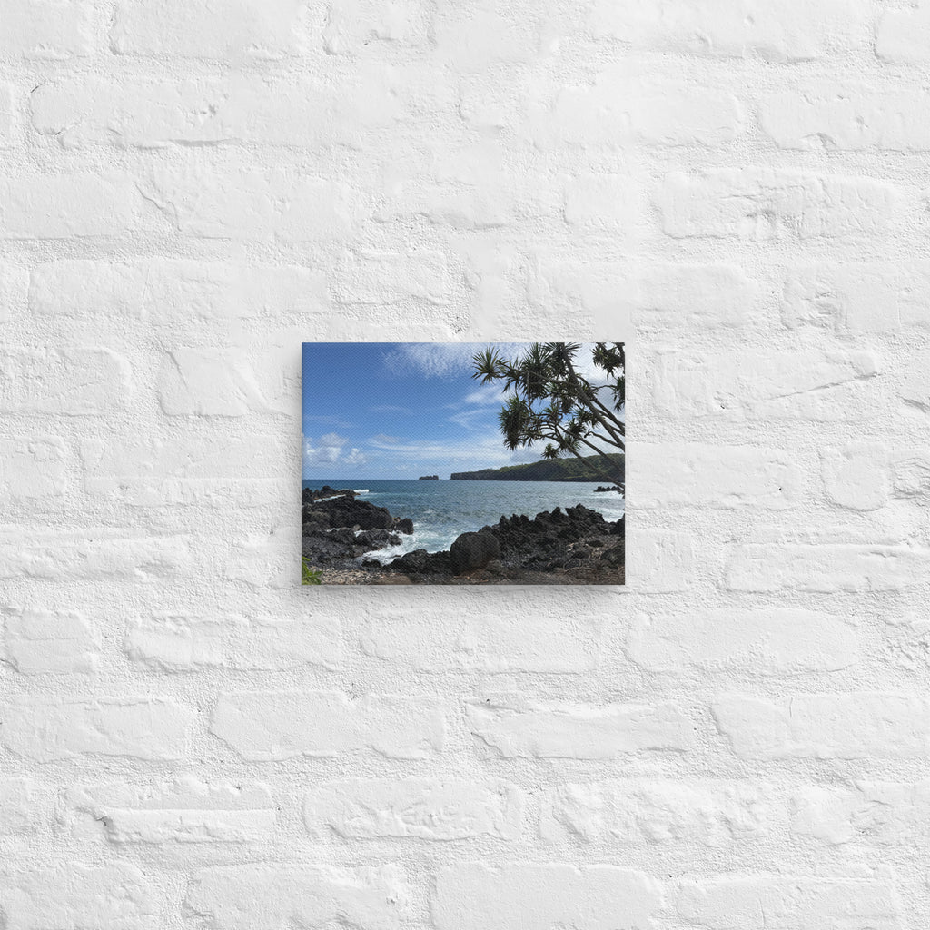 Dragon's Teeth Trail canvas print — Makaluapuna Point lava coastline on Maui's Kapalua coast, Hawaii coastal wall art